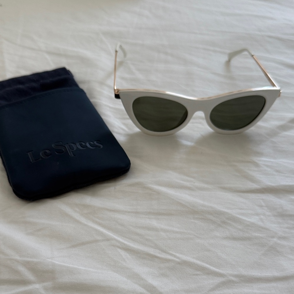 Le Specs Enchantress Ivory Cat-Eye Gold Tone Hardware Sunglasses